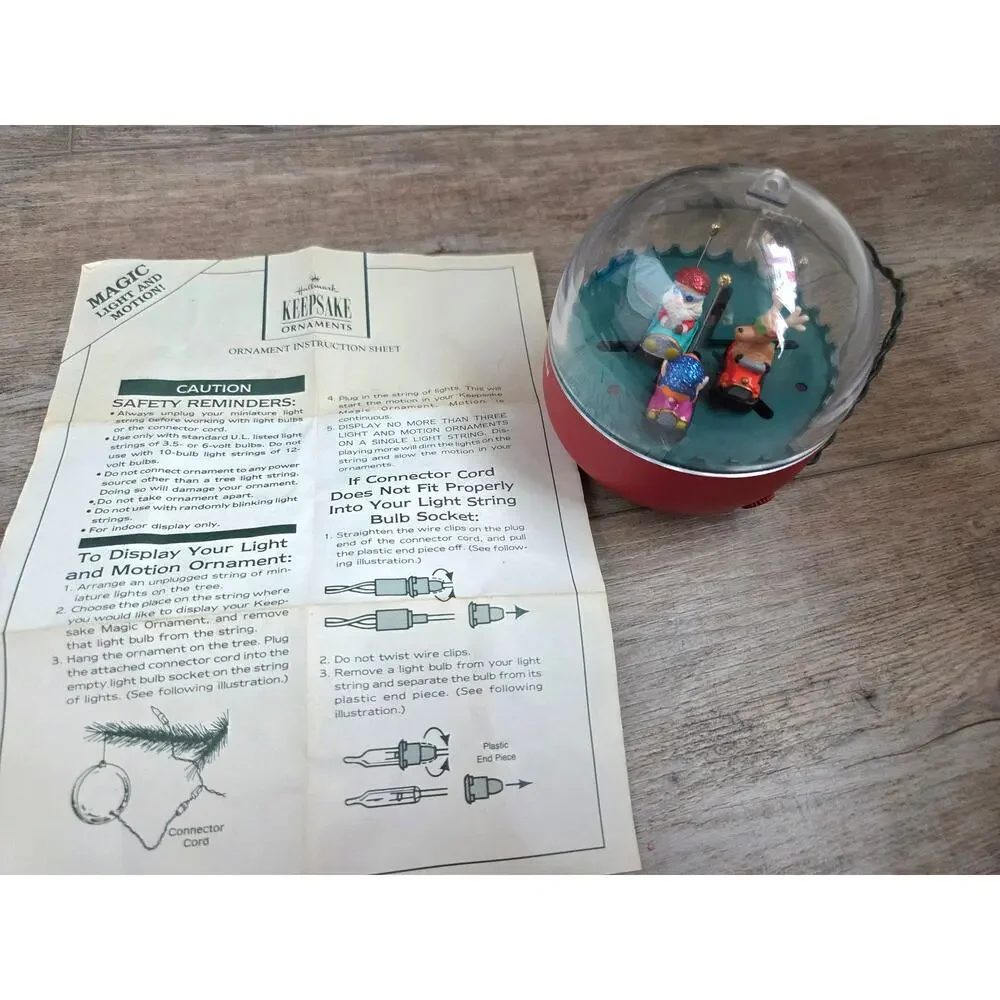 1987 Hallmark Keepsake Magic Ornament Kringle's Bumper Cars- Tested Motion Light